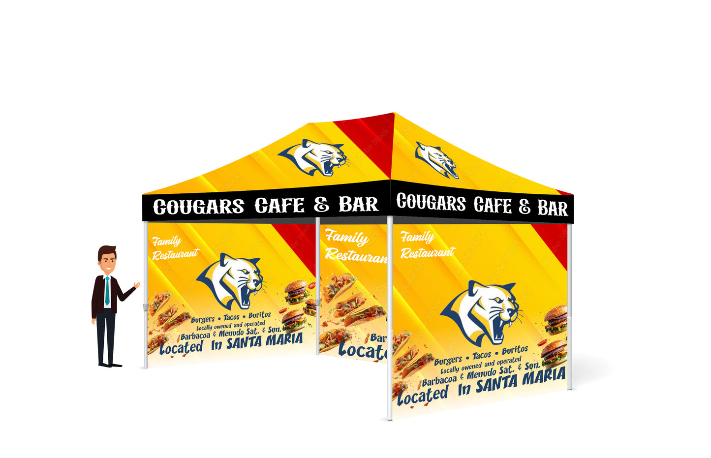 10x15 Custom Printed Tent With Three Full Walls FREE DESIGN - 10x15 Custom Canopy For Marketing, Trade Shows, Festivals, Farmers Market and Any Event.