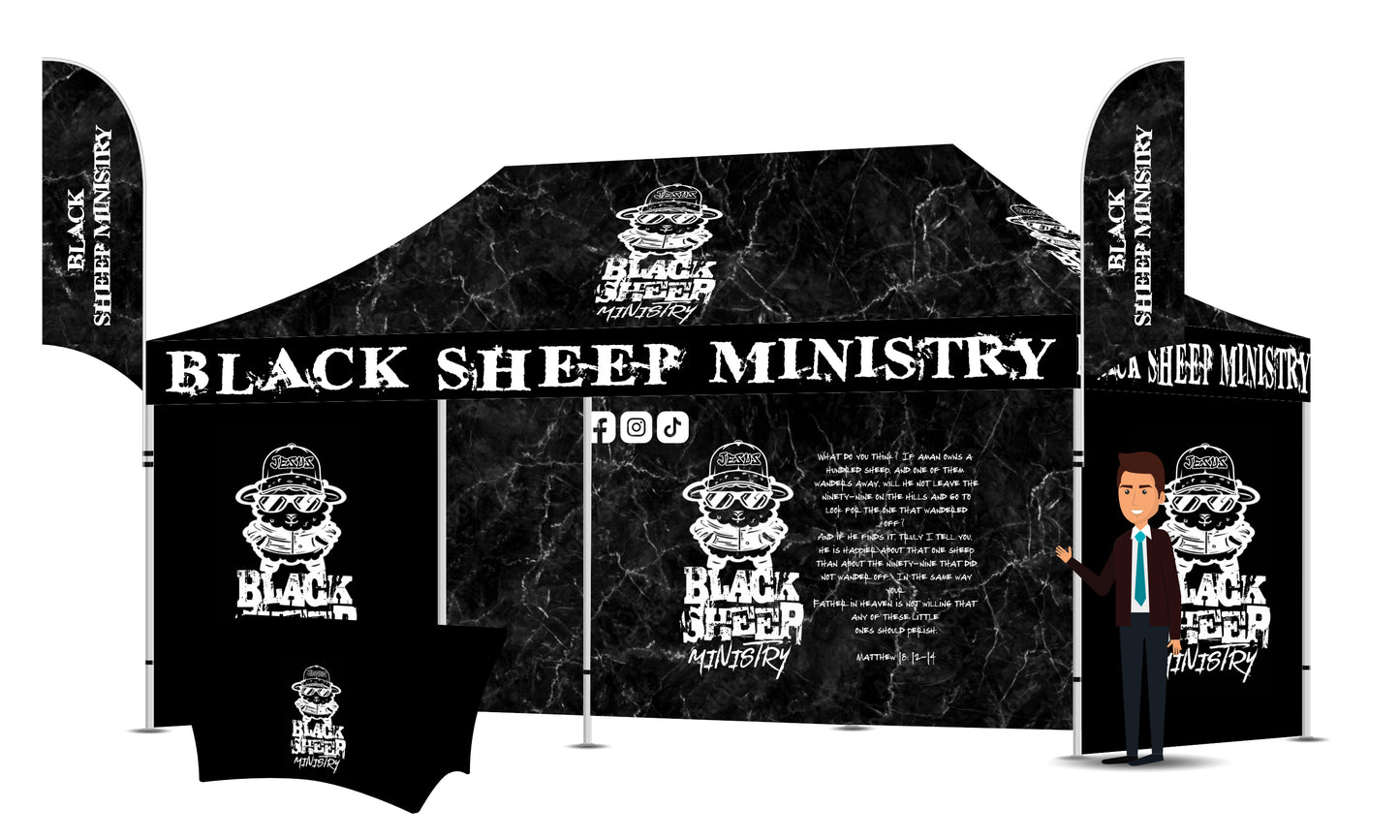 Custom Printed 10x20 Tent With 3 Full Walls, 2 Double Sided Flags And a Table Cover FREE DESIGN - 10x20 Custom Canopy For Marketing, Trade Shows, Festivals, Farmers Market and Any Event.