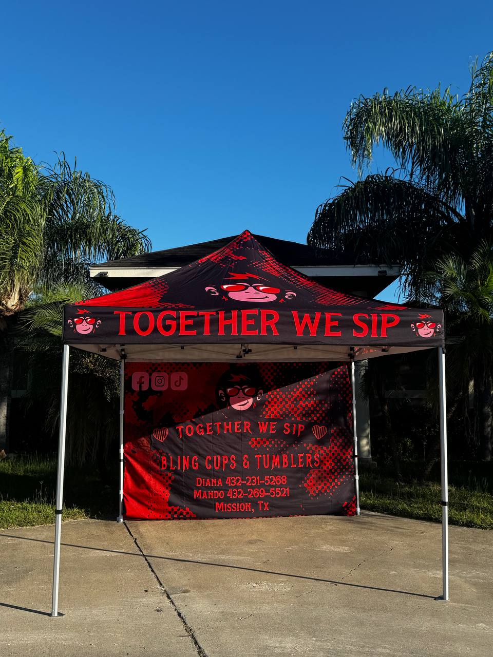 Custom Printed Tent With Backdrop FREE DESIGN - 10x10 Custom Canopy For Marketing, Trade Shows, Festivals, Farmers Market and Any Event.