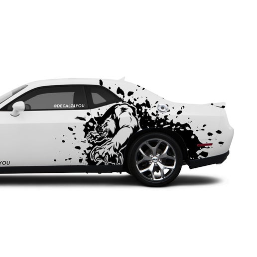 Mean Angry Bear  Side Graphic Includes Driver & Passenger Challenger 2008 - Current.