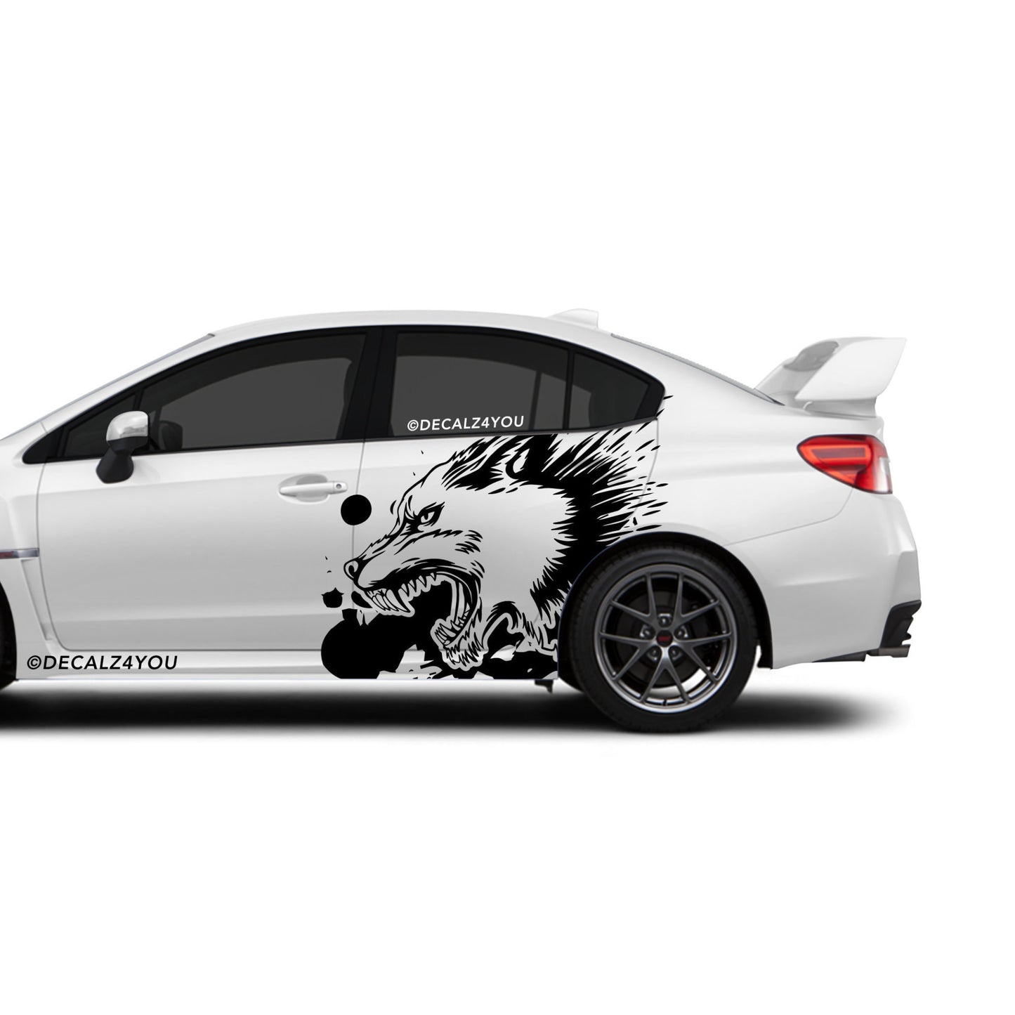 XL Snarling Wolf Side Graphic Includes Driver & Passenger Universal