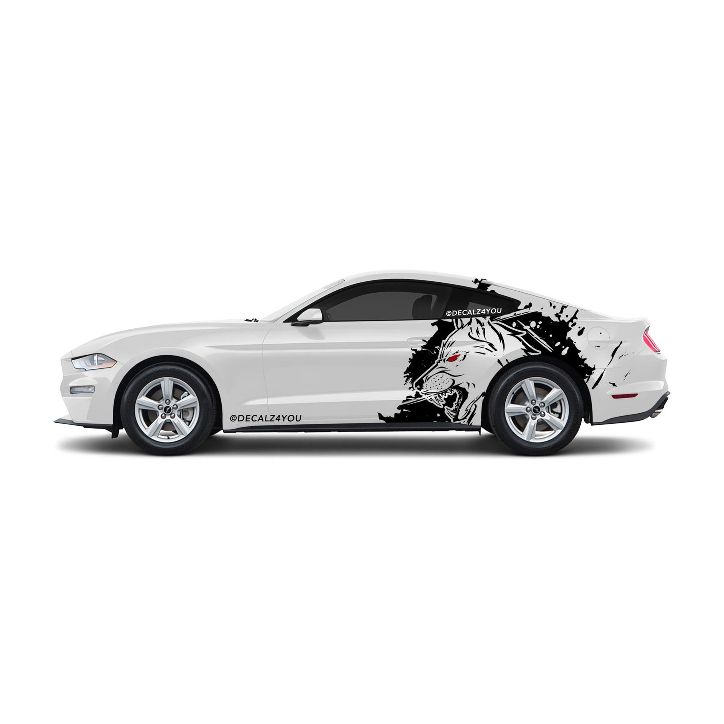 XL Mean Angry Wolf Side Graphic Includes Driver & Passenger Mustang 2015 - Current