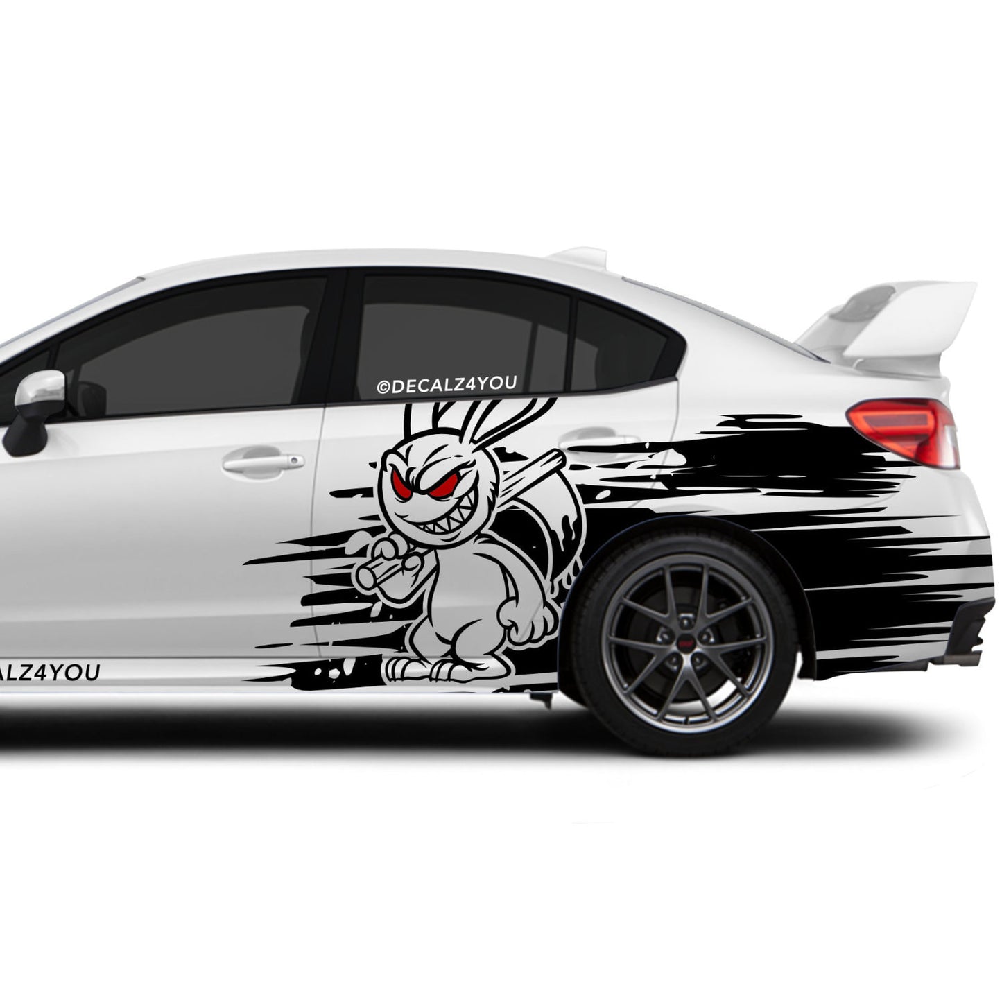 Large Angry Rabbit Side Graphic Includes Driver & Passenger Universal