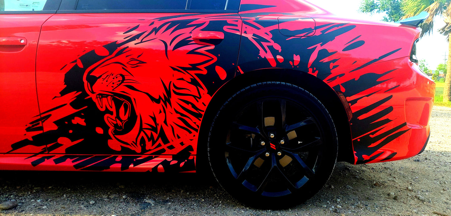 X-Large LION Side  Graphic (Includes Driver & Pass) Fit for 2015+ Charger SXT, GT, SRT, Scatpack, Hellcat