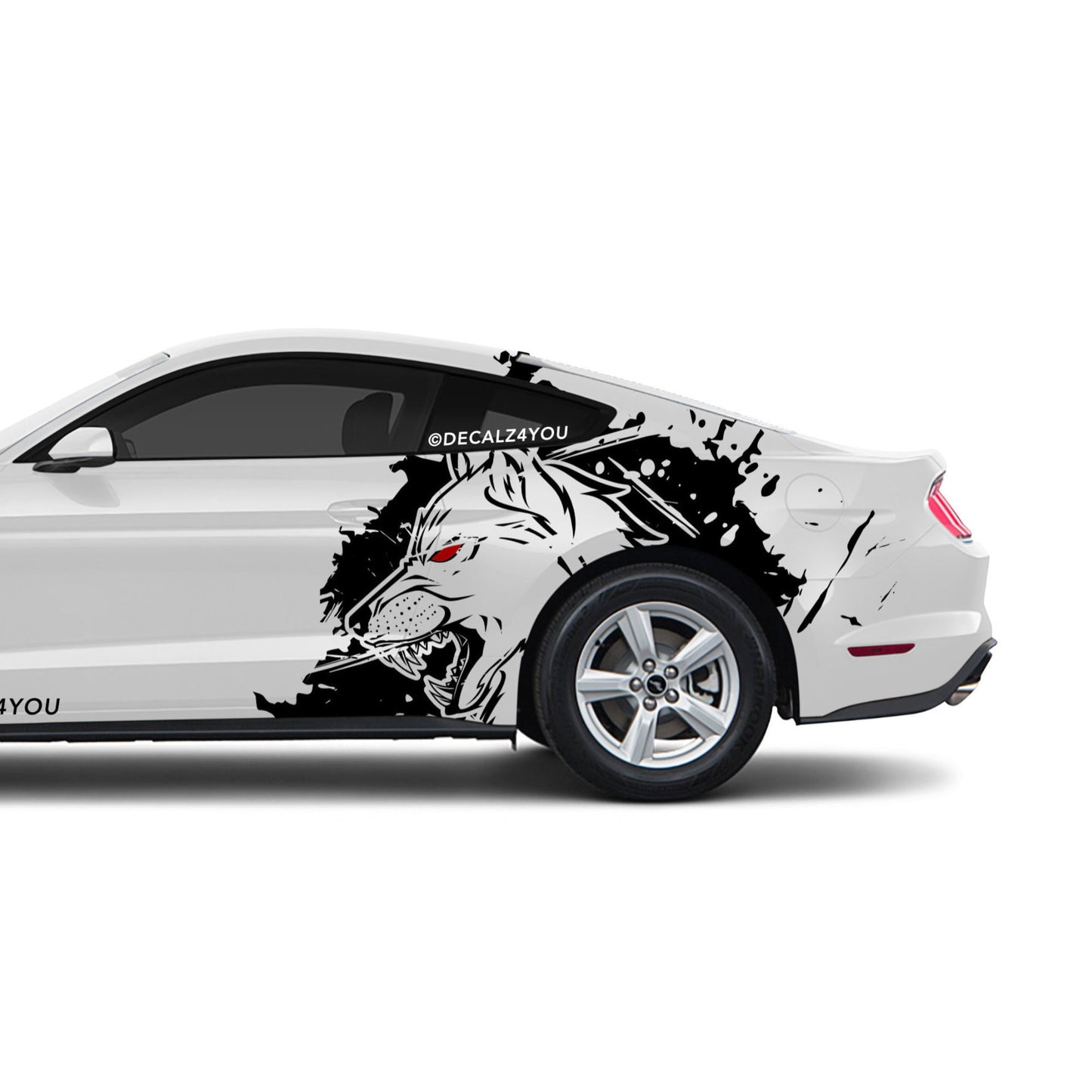 XL Mean Angry Wolf Side Graphic Includes Driver & Passenger Mustang 2015 - Current