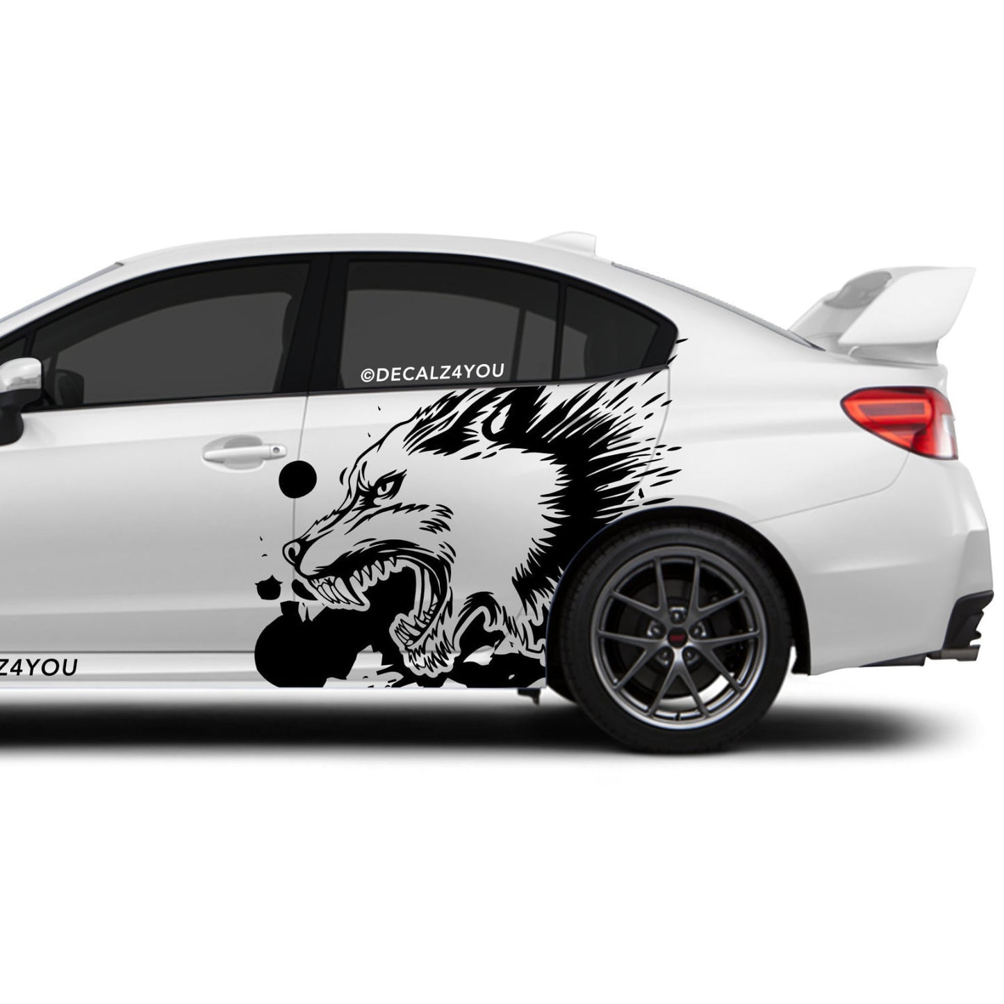 XL Snarling Wolf Side Graphic Includes Driver & Passenger Universal