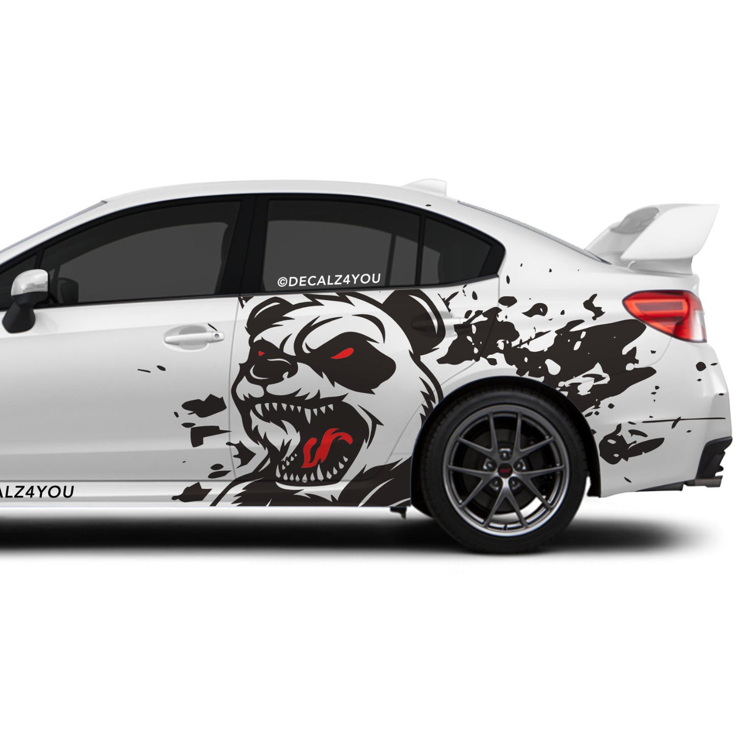 XL Angry Panda Side Graphic Includes Driver & Passenger Universal