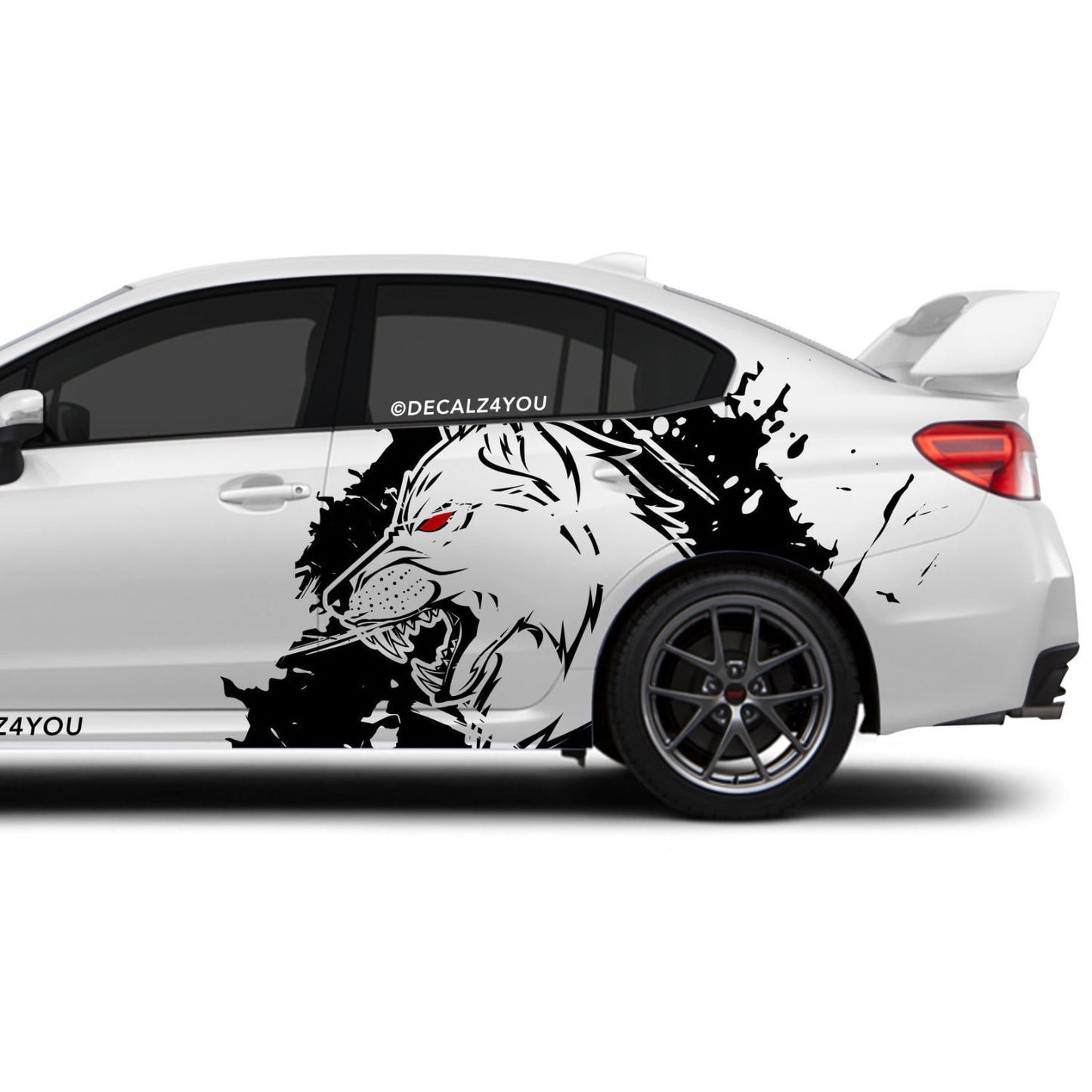 XL Mean Angry Wolf Side Graphic Includes Driver & Passenger Universal