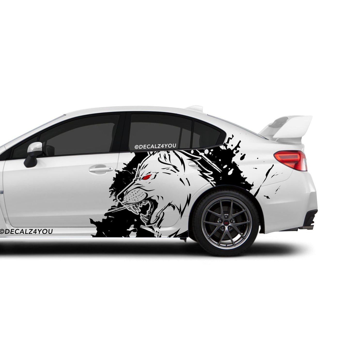 XL Mean Angry Wolf Side Graphic Includes Driver & Passenger Universal