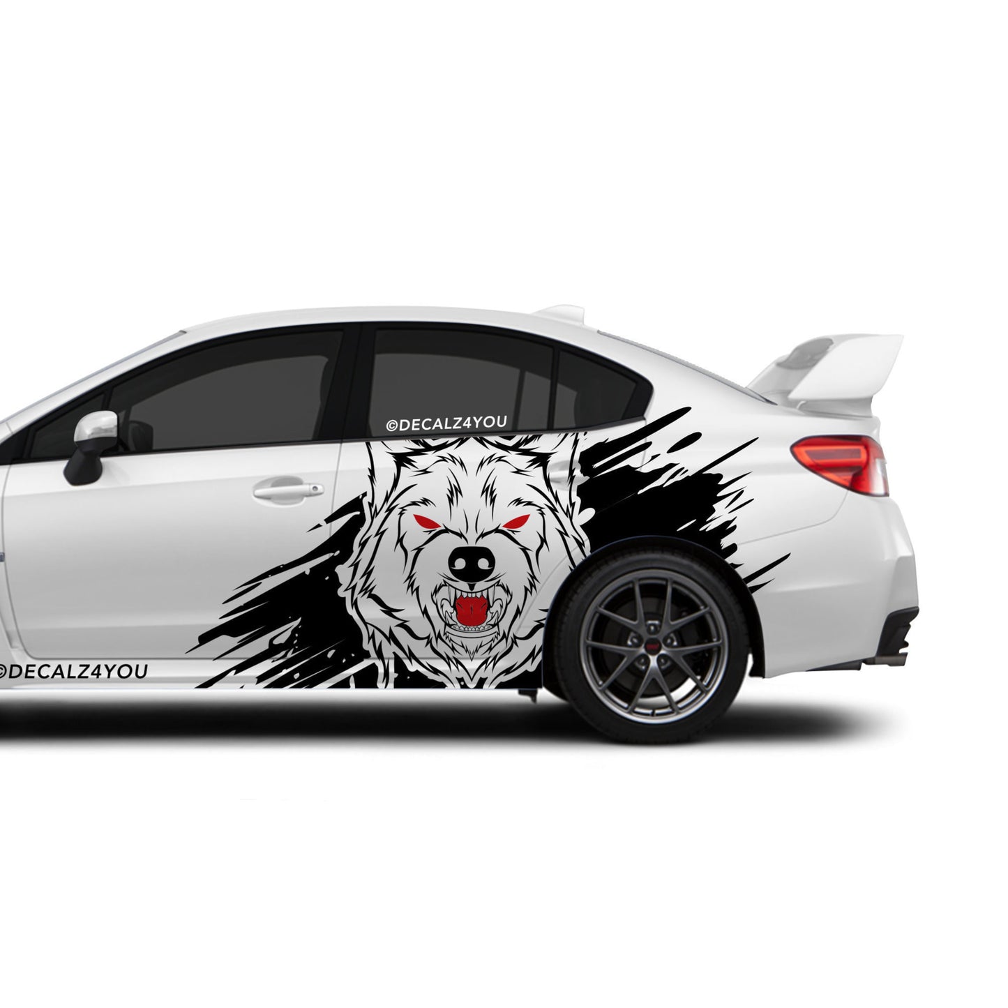 XL Angry Wolf Side Graphic Includes Driver & Passenger Universal