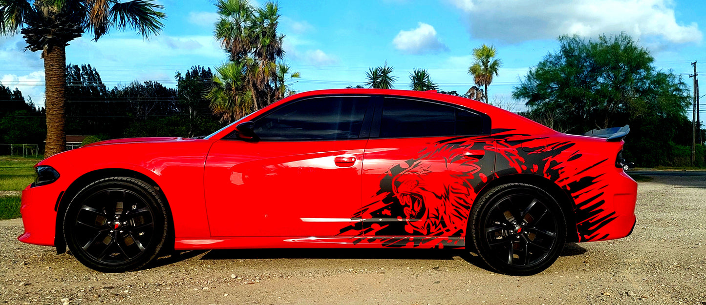 X-Large LION Side  Graphic (Includes Driver & Pass) Fit for 2015+ Charger SXT, GT, SRT, Scatpack, Hellcat