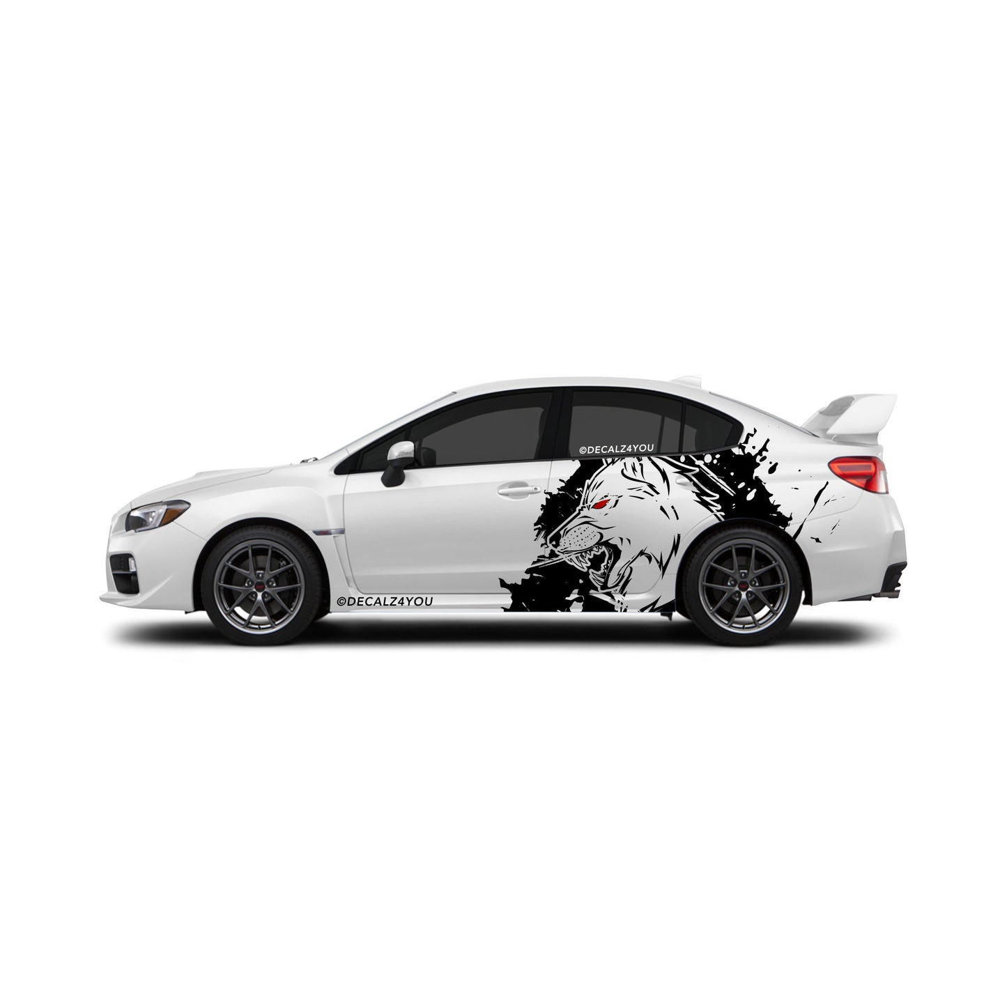 XL Mean Angry Wolf Side Graphic Includes Driver & Passenger Universal