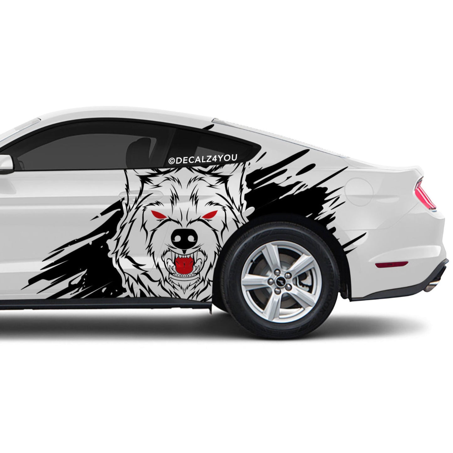 XL Angry Wolf Side Graphic Includes Driver & Passenger Mustang 2015 - Current