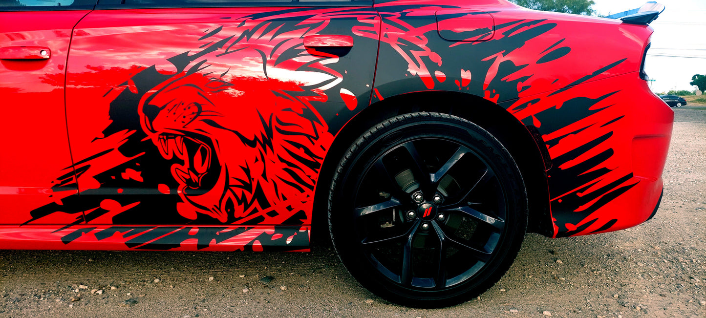 X-Large LION Side  Graphic (Includes Driver & Pass) Fit for 2015+ Charger SXT, GT, SRT, Scatpack, Hellcat
