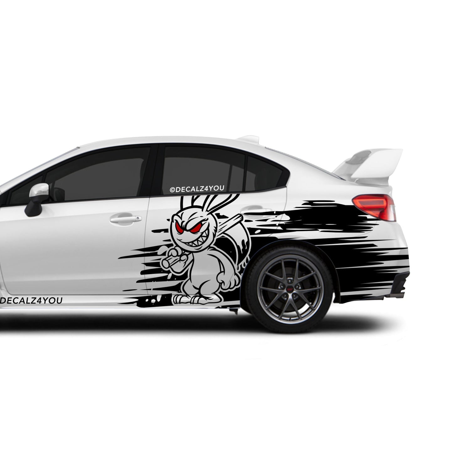 Large Angry Rabbit Side Graphic Includes Driver & Passenger Universal