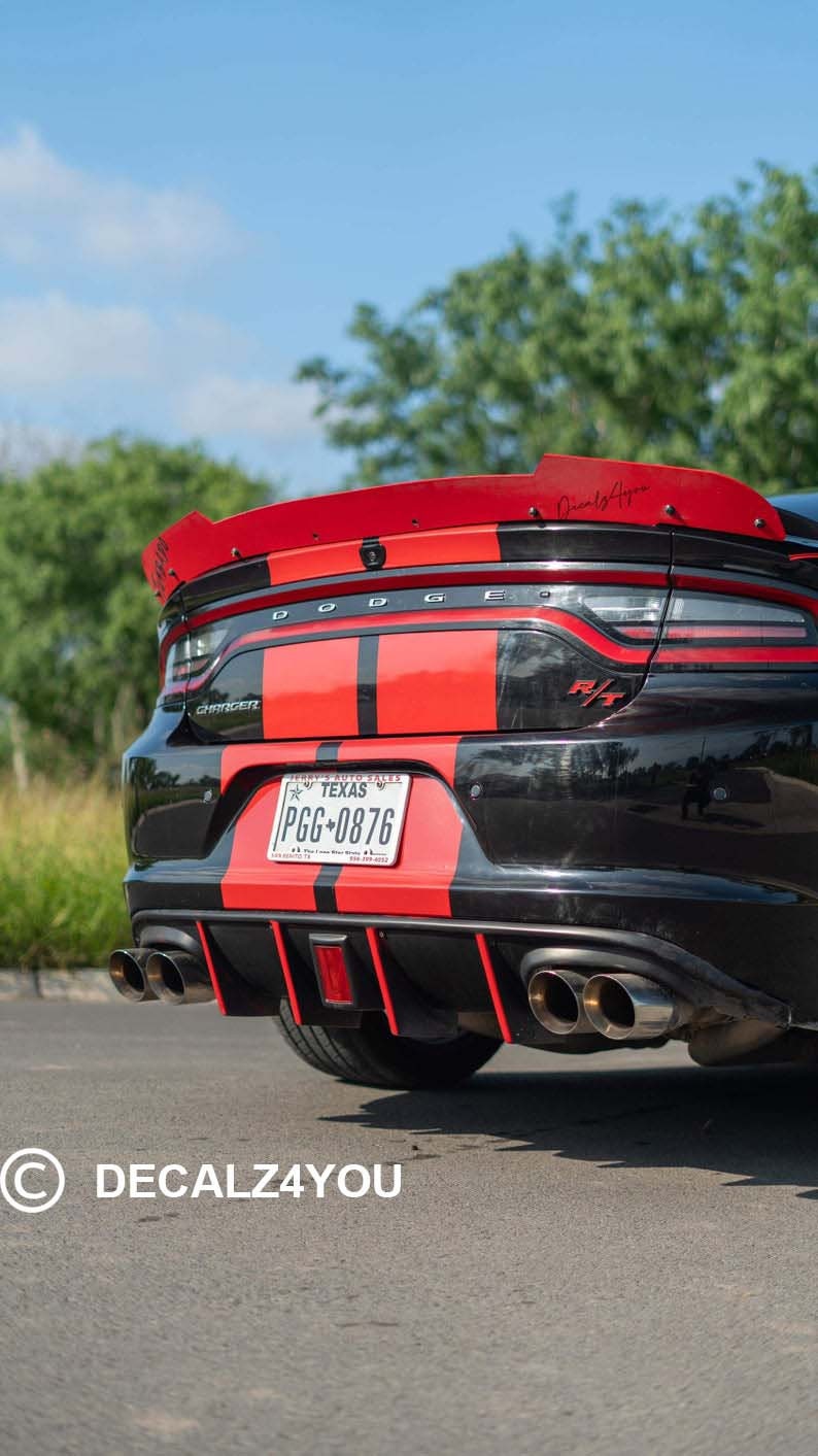 Dual 10" Racing Stripes For Charger No Hood Scoop 2015-2024 | Machine Cut To Size (No Trimming Needed).