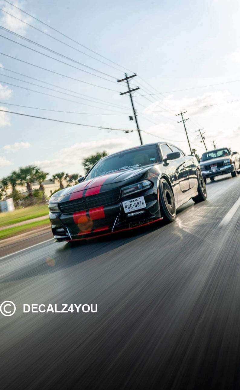 Dual 10" Racing Stripes For Charger No Hood Scoop 2015-2024 | Machine Cut To Size (No Trimming Needed).