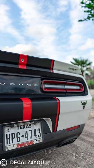 Challenger Racing Stripes Dual 10" For 2015-2024 Challenger with Hood Scoop.