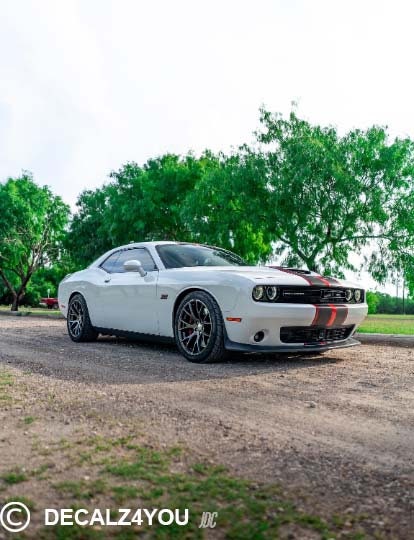 Challenger Racing Stripes Dual 10" For 2015-2024 Challenger with Hood Scoop.