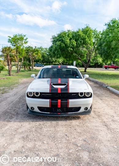Challenger Racing Stripes Dual 10" For 2015-2024 Challenger with Hood Scoop.