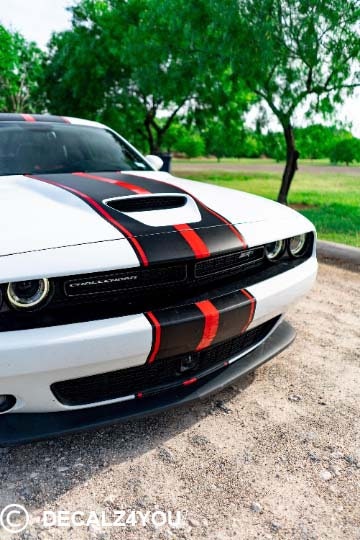 Challenger Racing Stripes Dual 10" For 2015-2024 Challenger with Hood Scoop.