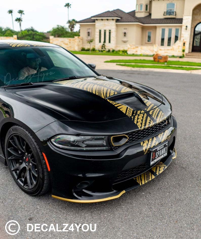 TRIBAL RACING Stripes Dual 10" For Charger (2015-2024) With Hood Scoop.