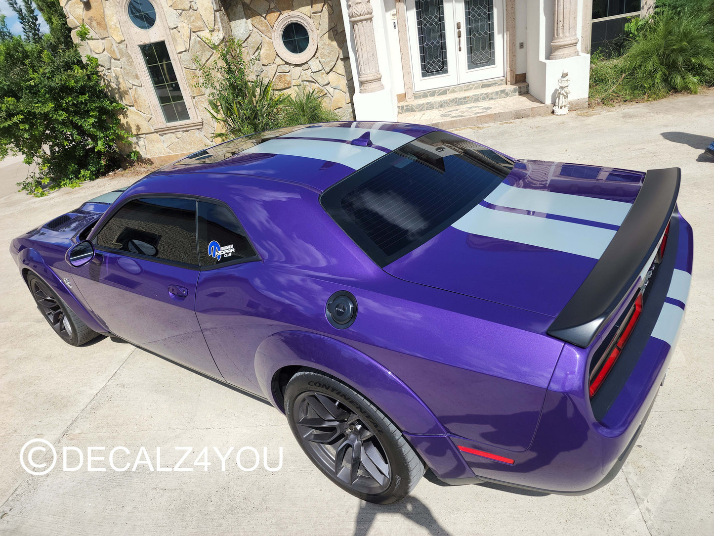 Dual 10" Racing Stripes With Hood Scoop - Machine Cut To Size (No Trimming Needed) CHALLENGER 2015-2024 Decals.