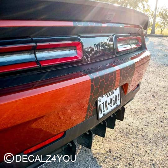 HoneyComb Racing Stripes Dual 10"  for 2015-2024 Challenger With Hood Scoop.