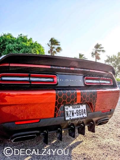 HoneyComb Racing Stripes Dual 10"  for 2015-2024 Challenger With Hood Scoop.