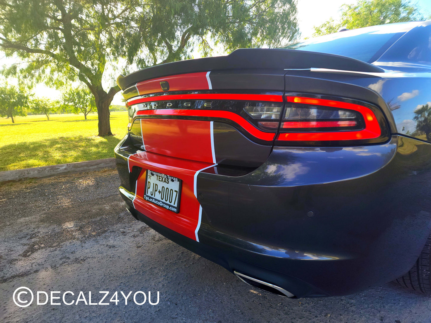 Charger RACING Stripe Graphic Sticker For Charger 2015-2024 To Current FLAT Hood.