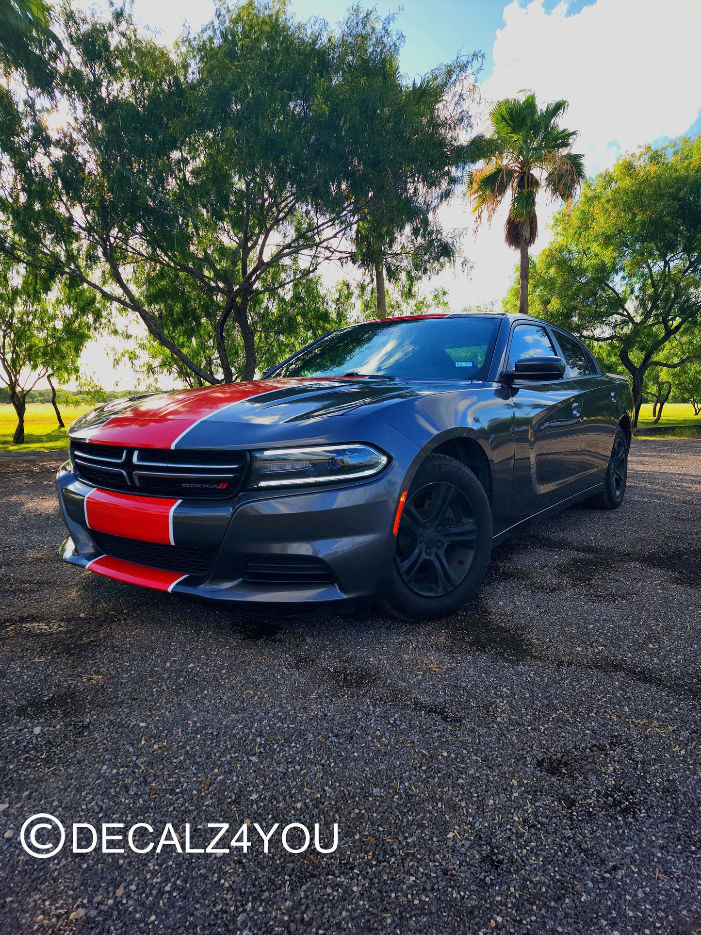 Charger RACING Stripe Graphic Sticker For Charger 2015-2024 To Current FLAT Hood.