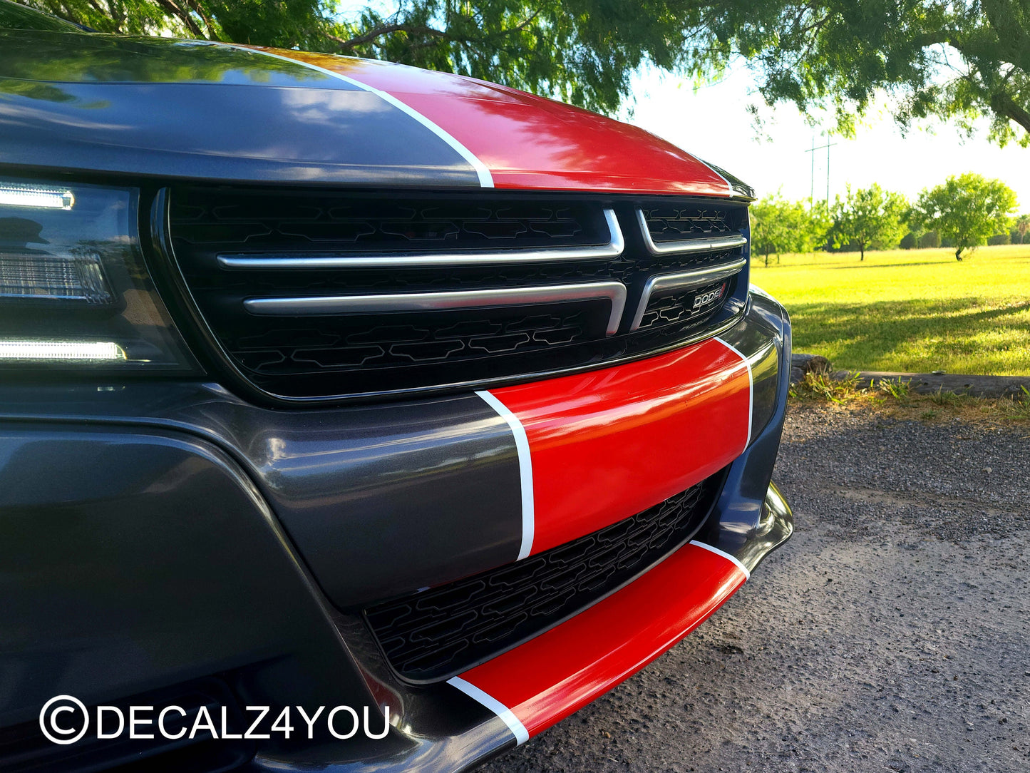 Charger RACING Stripe Graphic Sticker For Charger 2015-2024 To Current FLAT Hood.