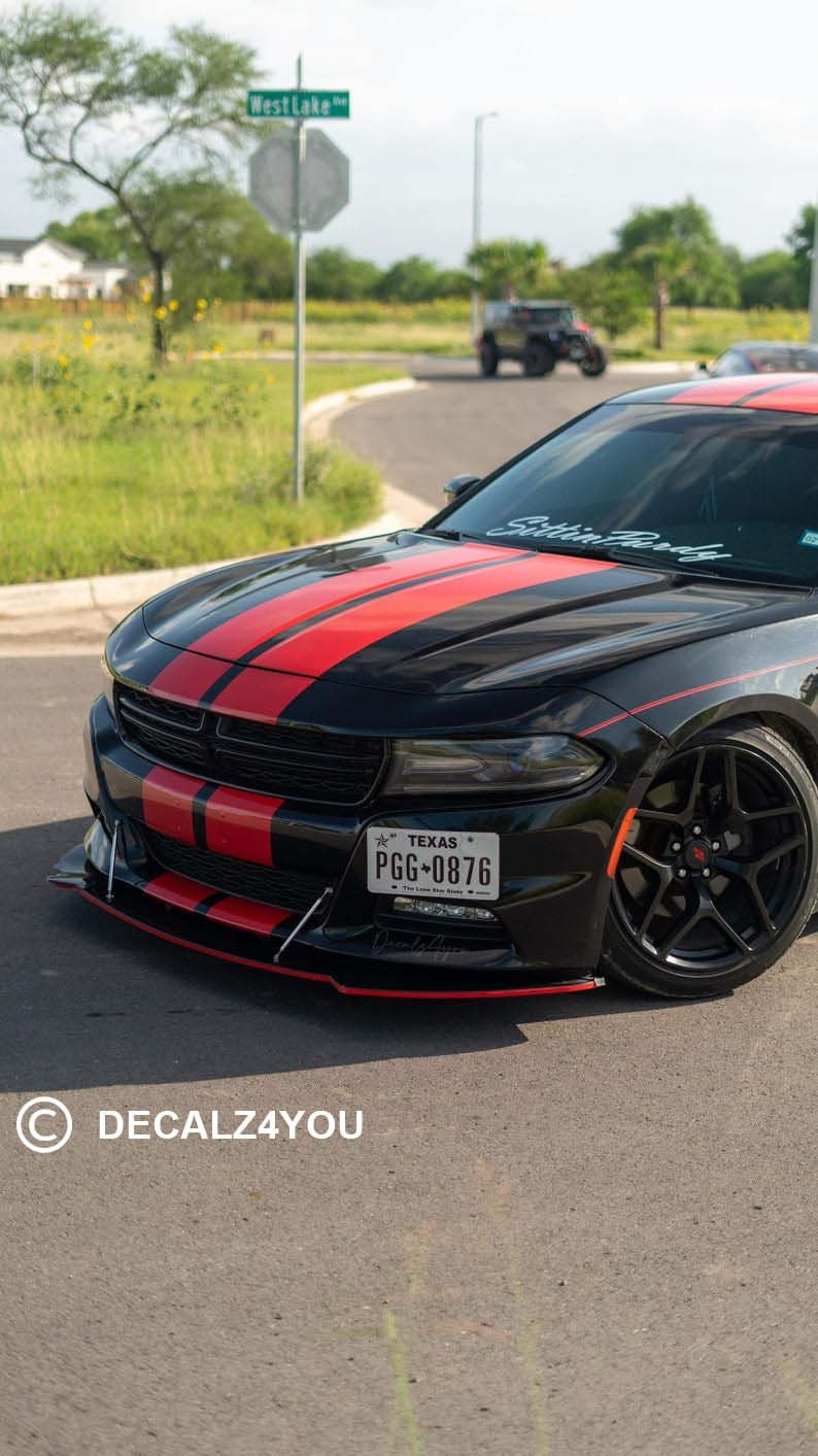Dual 10" Racing Stripes For Charger No Hood Scoop 2015-2024 | Machine Cut To Size (No Trimming Needed).