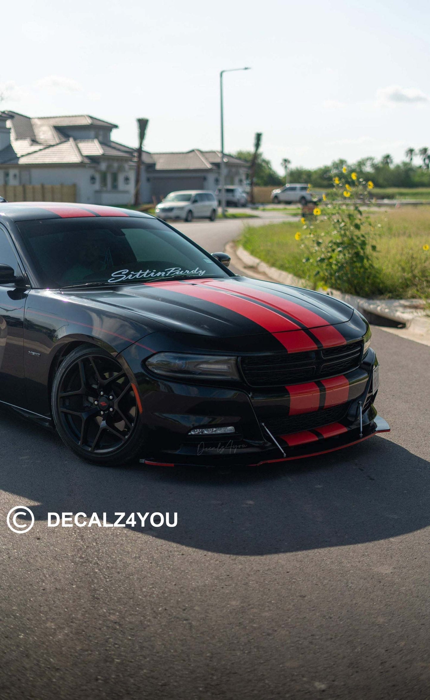 Dual 10" Racing Stripes For Charger No Hood Scoop 2015-2024 | Machine Cut To Size (No Trimming Needed).