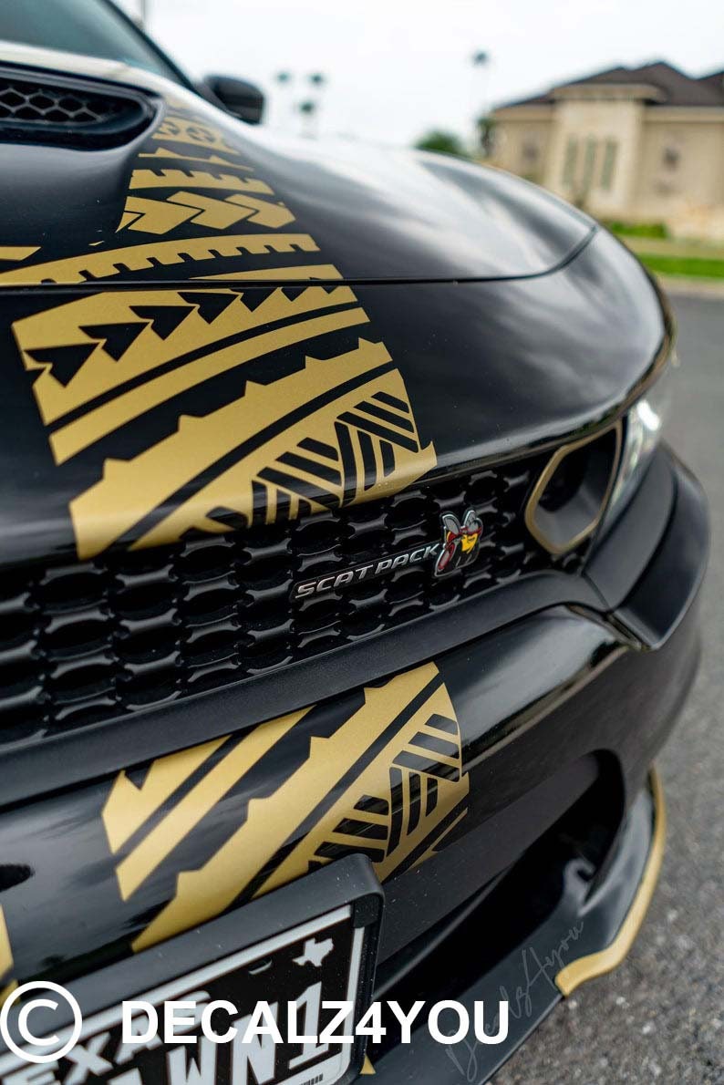 TRIBAL RACING Stripes Dual 10" For Charger (2015-2024) With Hood Scoop.