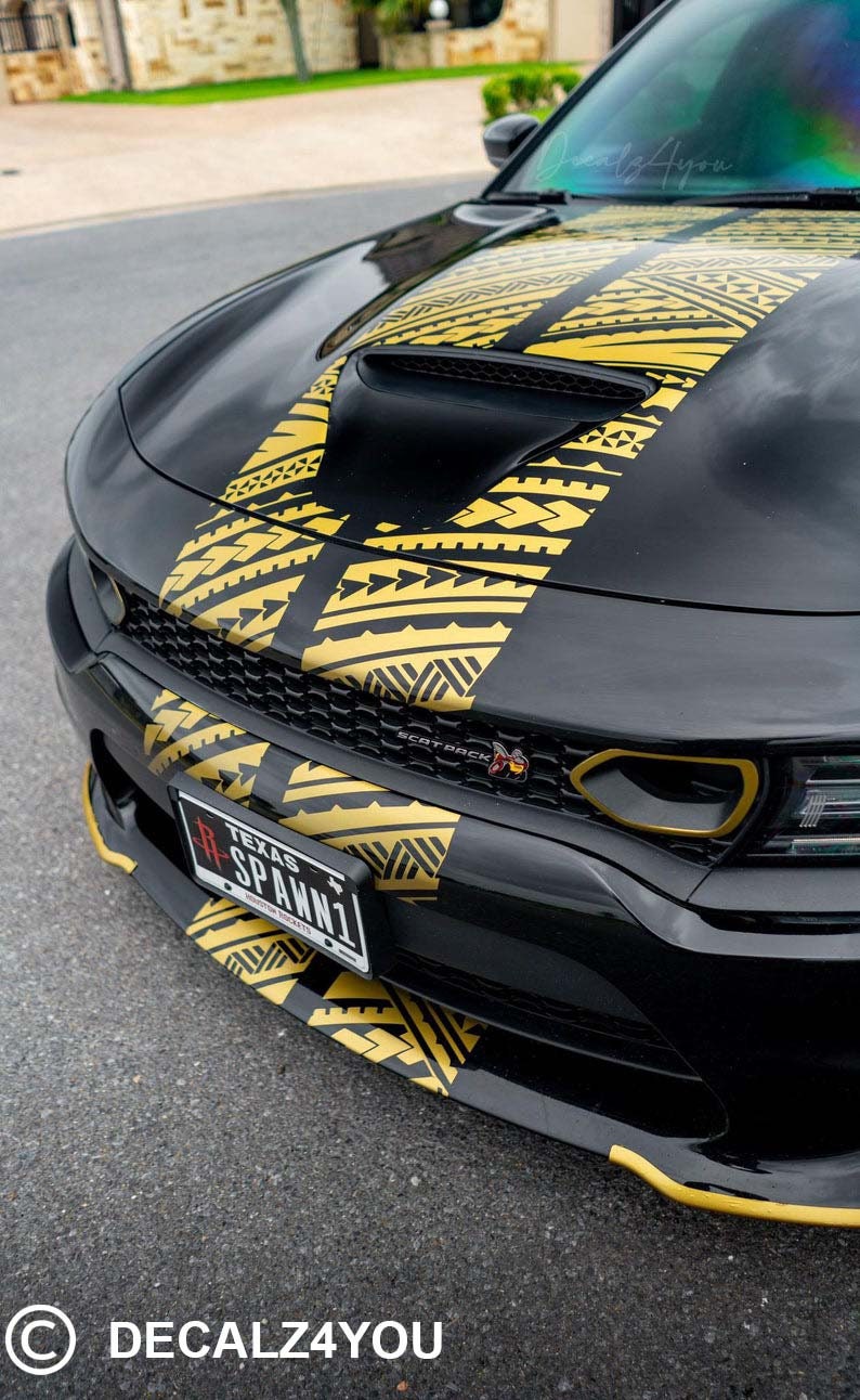 TRIBAL RACING Stripes Dual 10" For Charger (2015-2024) With Hood Scoop.