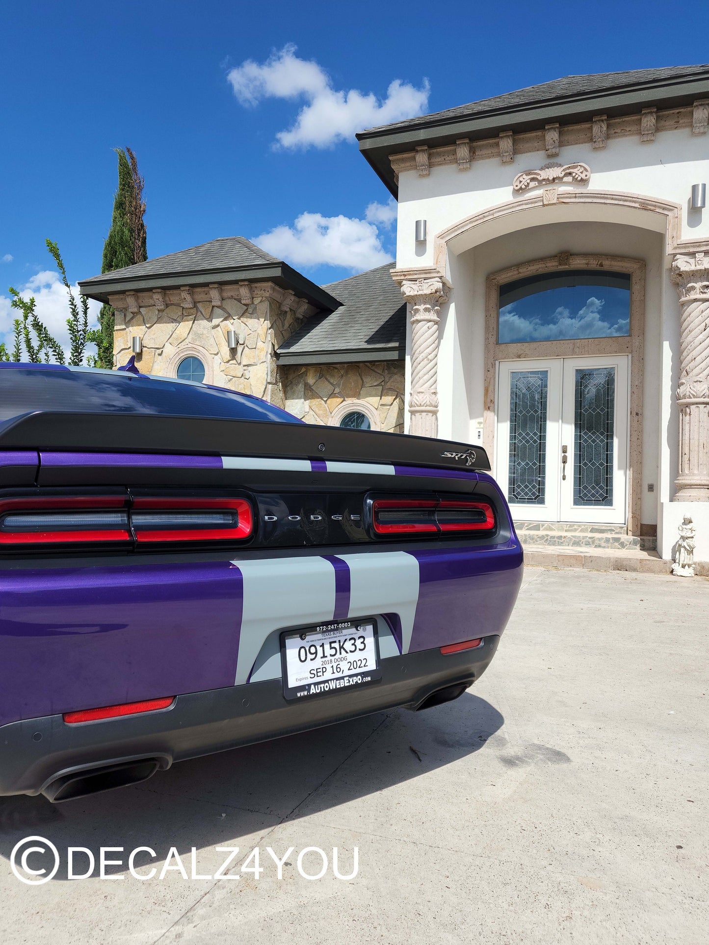 Dual 10" Racing Stripes With Hood Scoop - Machine Cut To Size (No Trimming Needed) CHALLENGER 2015-2024 Decals.