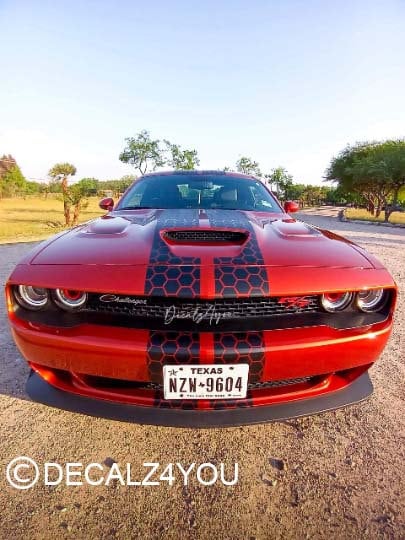 HoneyComb Racing Stripes Dual 10"  for 2015-2024 Challenger With Hood Scoop.