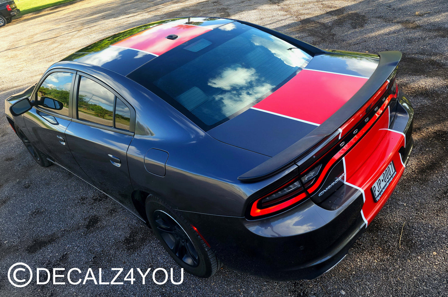 Charger RACING Stripe Graphic Sticker For Charger 2015-2024 To Current FLAT Hood.