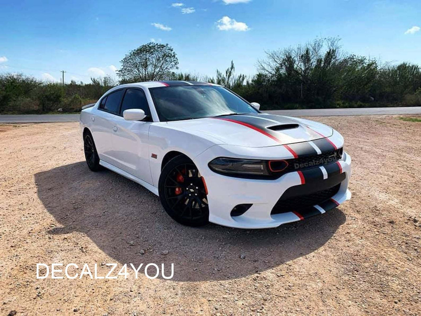 RACING Stripes Dual 10" & Pin Stripe/Graphic Sticker For CHARGER With Hood Scoop 2015 - 2024.