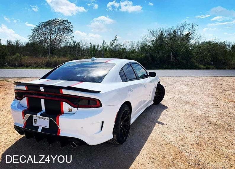 RACING Stripes Dual 10" & Pin Stripe/Graphic Sticker For CHARGER With Hood Scoop 2015 - 2024.