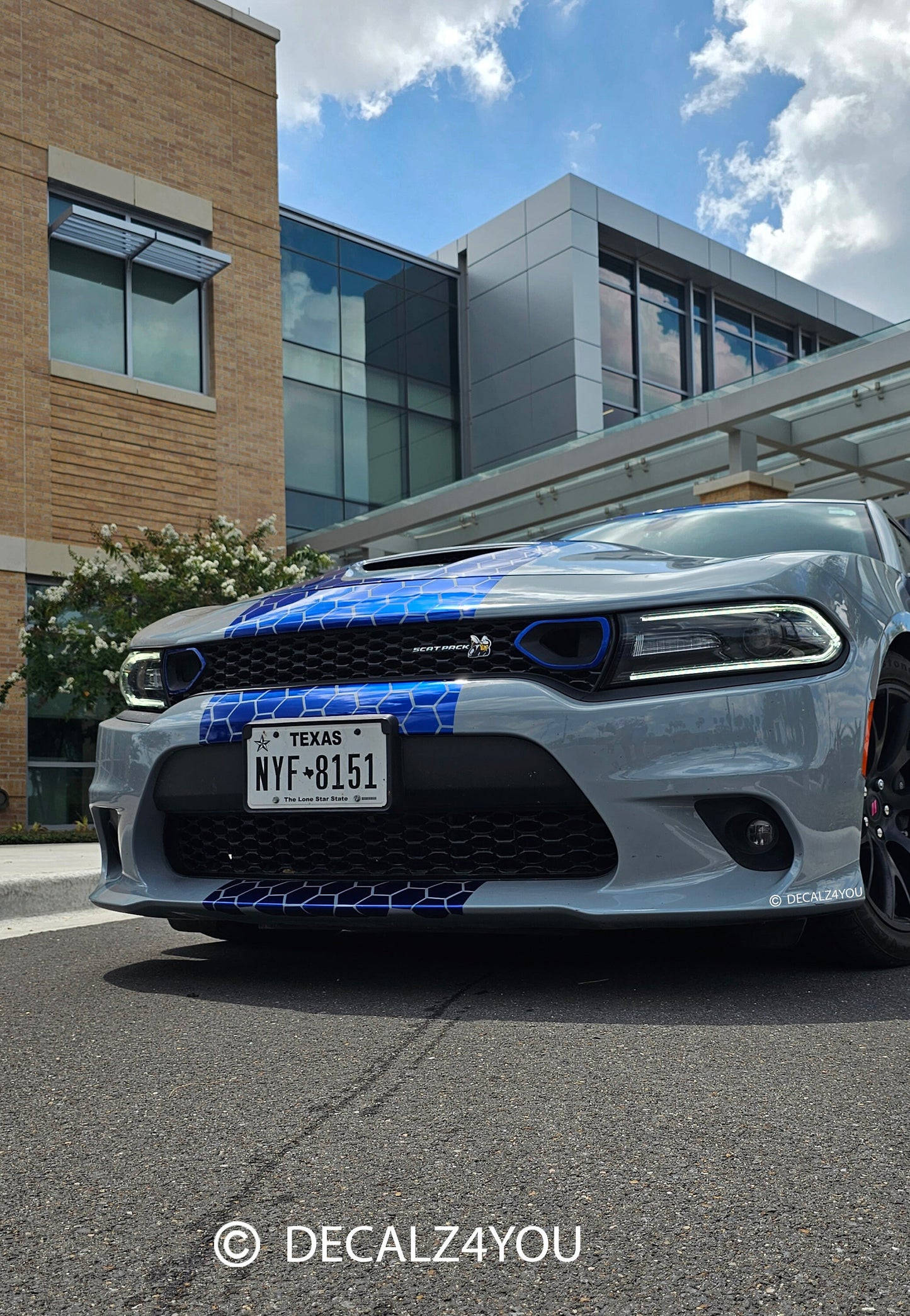 RACING Stripes Honey Comb Fat Stipe Custom fit to Charger With Hood Scoop Fits 2015 - 2024.