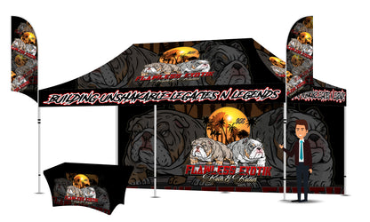 Custom Printed 10x20 Tent With Backwall, 2 Double Sided Flags And a Table Cover FREE DESIGN - 10x20 Custom Canopy For Marketing, Trade Shows, Festivals, Farmers Market and Any Event.