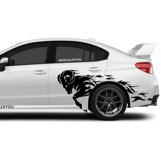 Angry Ram Side Graphic Includes Driver & Passenger Universal