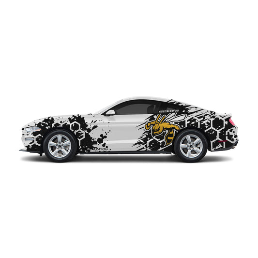 Extra Large HoneyComb Bee Side Graphic Includes Driver & Passenger Mustang 2015 - Current