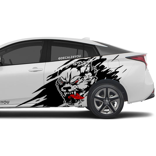 Angry Wolf Side Graphic Includes Driver & Passenger Prius 2016 - 2022