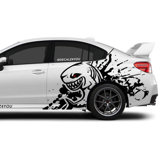 Angry Large Shark Side Graphic Includes Driver & Passenger Universal