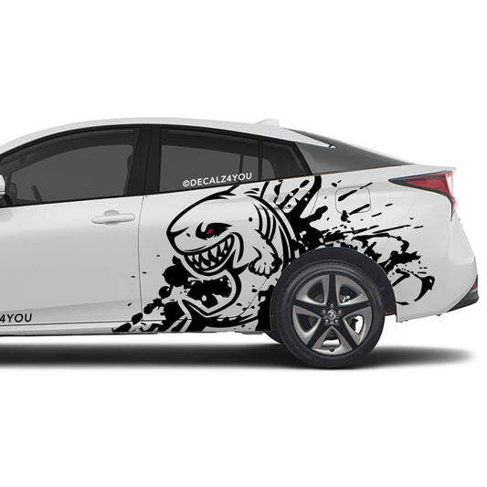 Angry Large Shark Side Graphic Includes Driver & Passenger Prius 2016 - 2022