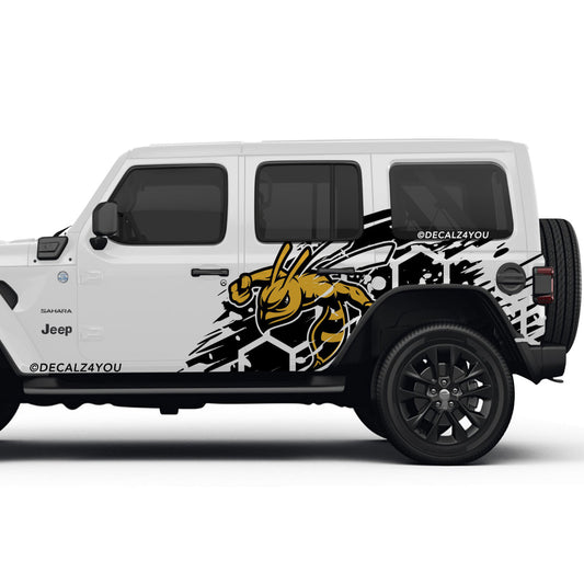 Angry Large Hornet Side Graphic Includes Driver & Passenger Wrangler 2018 - Current