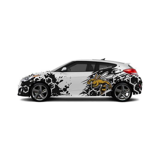 Extra Large HoneyComb Bee Side Graphic Includes Driver & Passenger Veloster 2019 - Current